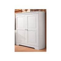 armario gabinete de madeira com 2 portas no acabamento branco lavado / Coleção Amsterdam