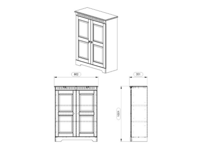 Armario gabinete de madeira com 2 portas no acabamento cera / Coleção Amsterdam