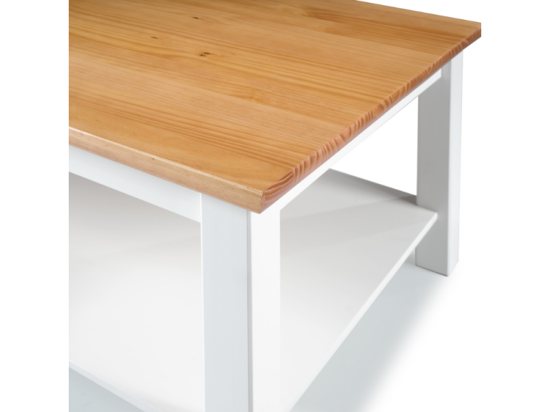 Mesa de centro com 1,10x 75 para sala de estar na cor branco laca e mel / Coleção Bavária