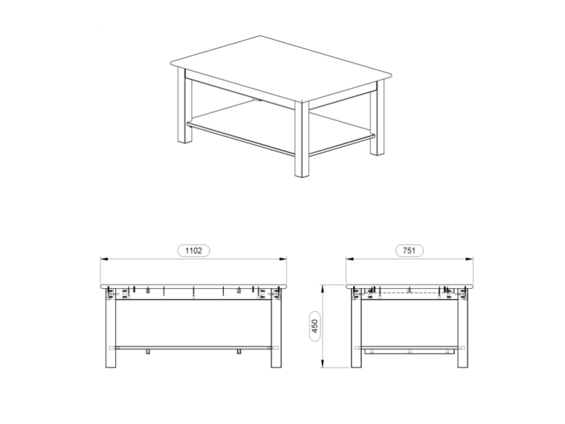 Mesa de centro com 1,10x 75 para sala de estar na cor branco laca e mel / Coleção Bavária