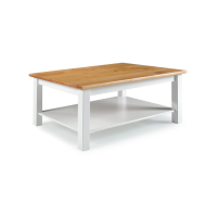 Mesa de centro com 1,10x 75 para sala de estar na cor branco laca e mel / Coleção Bavária