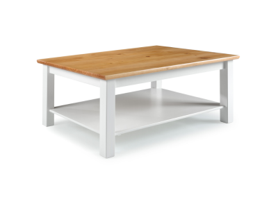 Mesa de centro com 1,10x 75 para sala de estar na cor branco laca e mel / Coleção Bavária