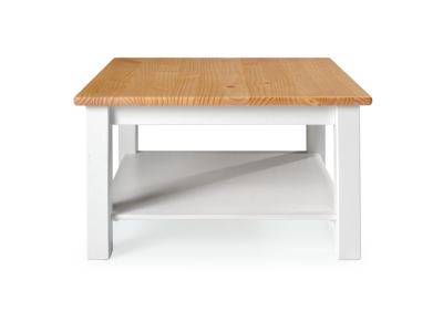 MESA DE CAFÉ DE MADEIRA MACIÇA COR BRANCO LACA E MEL / COLEÇÃO BAVÁRIA