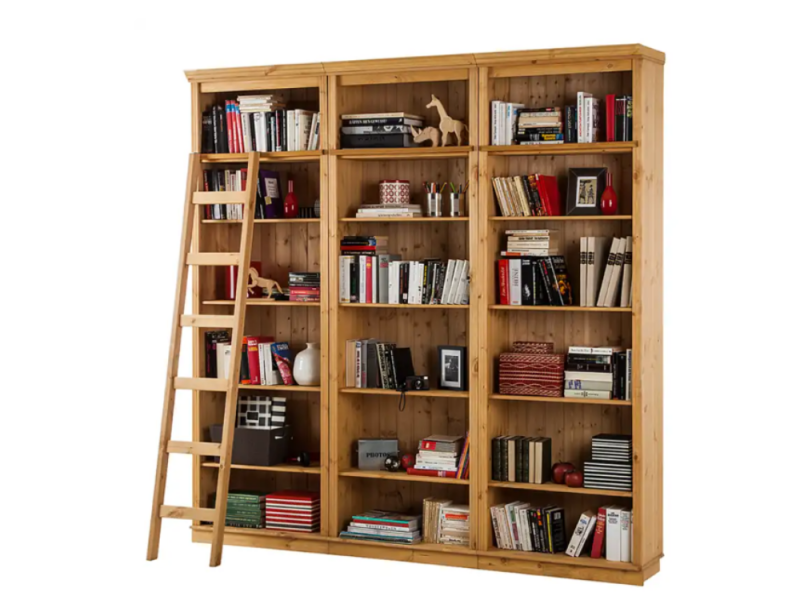 Escada de madeira maciça cor cera / Coleção Biblioteca