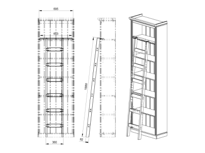 Escada de madeira maciça / Coleção Biblioteca