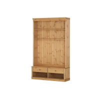 Rack com gavetas e painel de tv com prateleiras na cor cera / Coleção Biblioteca