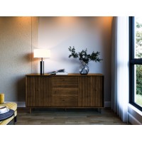 Balcão buffet com 1,60 metros com 2 portas e 3 gavetas na cor castanho amadeirado / Coleção Jazz