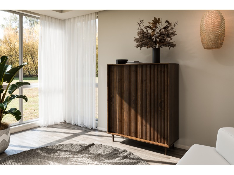 Balcão gabinete alto com 2 portas na cor castanho amadeirado/ Coleção Jazz