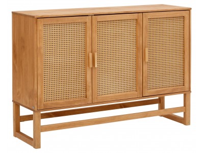 aparador buffet de madeira com 3 portas com palhinha rattan / Coleção Acapulco