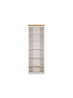 Estante alta de madeira maciça para biblioteca com 2,20m na cor branco lavado e mel / coleção biblioteca
