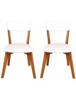 2 Cadeiras de Madeira com assento estofado courvin e encosto em MDF branco | Scandian