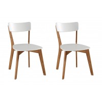 2 Cadeiras de madeira com assento e encosto em MDF branco - Coleção Scandian