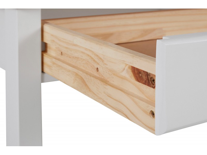 Escrivaninha de madeira maciça 120x60cm acabamento branco e mel yucatan com 2 gavetas / gava