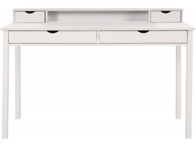 Escrivaninha de madeira 140cm branco lavado com 2 gavetas grande e 2 gavetas pequenas / gava