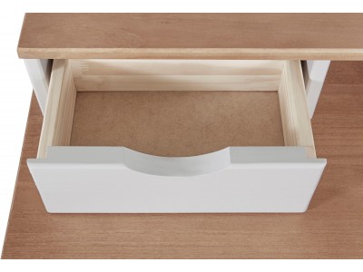 Escrivaninha de madeira 140cm branca e mel com 2 gavetas grande e 2 gavetas pequenas | Coleção Gava