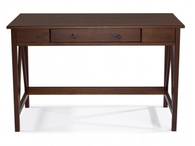 Escrivaninha de madeira maciça com gaveta cor pinhão | Coleção Titian