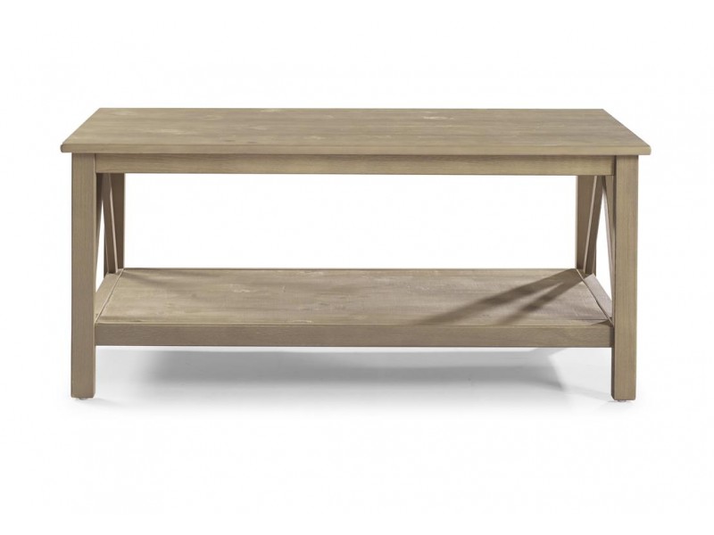 mesa de centro de madeira maciça rústica escovada | titian