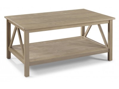 mesa de centro de madeira maciça rústica escovada cor carvalho | Coleção Titian