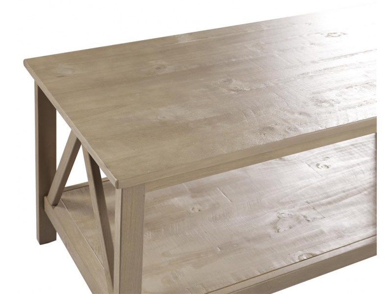 mesa de centro de madeira maciça rústica escovada | titian