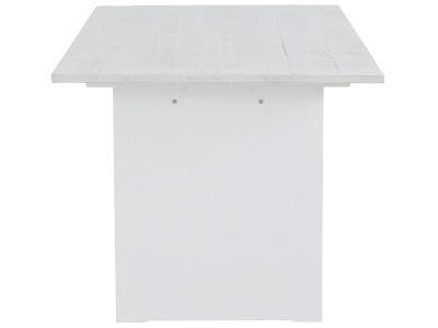 mesa branca de madeira maciça 140x90  com acabamento rustico tipo demolição / zurique