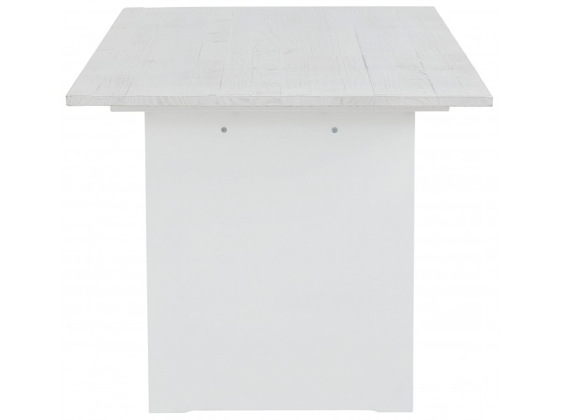 mesa branca de madeira maciça 140x90  com acabamento rustico tipo demolição / zurique