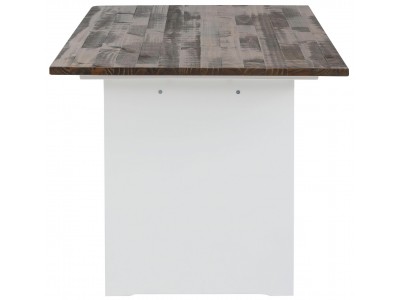 mesa de madeira maciça 140x90 maciça branco e marrom com acabamento rustico tipo demolição / zurique