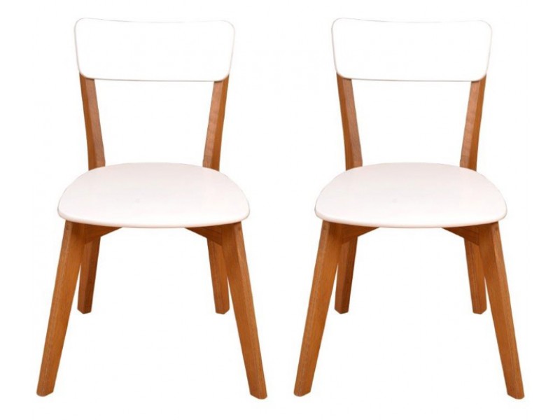 2 Cadeiras de madeira com assento estofadi courvin e encosto em mdf branco | scandian