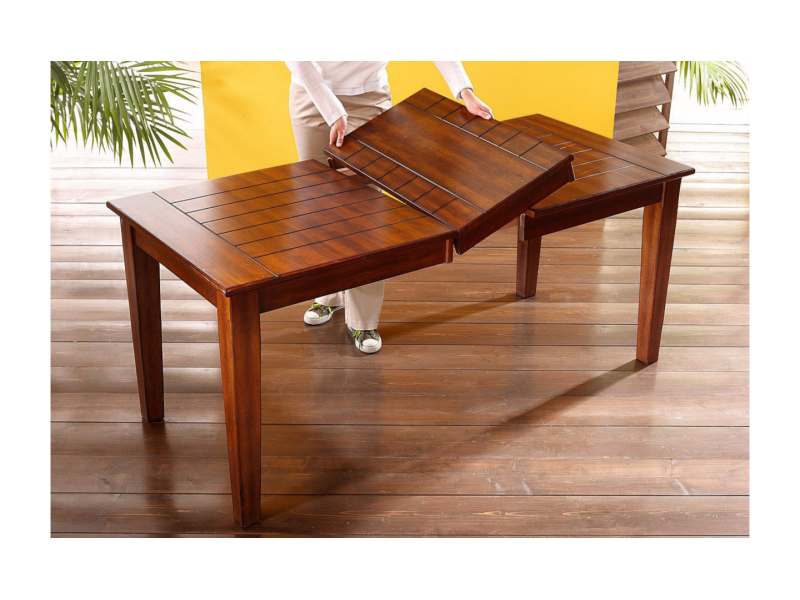 Mesa de madeira maciça marrom extensível para jantar | América